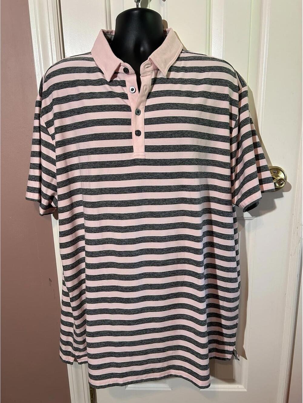 Anderson Ord Polo Mens 3XL Performance Pink Gray Stripe